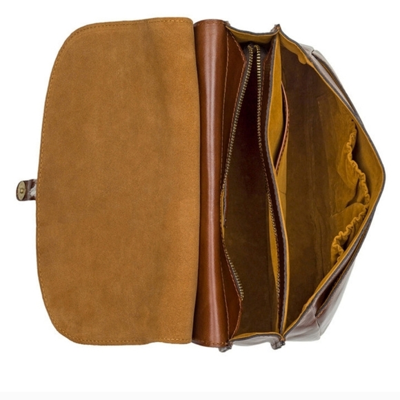 Patricia Nash Large Leather & Sherpa Brown London Saddle Bag - Picture 4 of 6